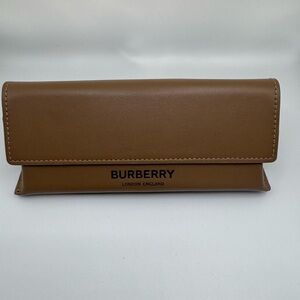 Burberry Brown Leather Eyewear Case with Logo
